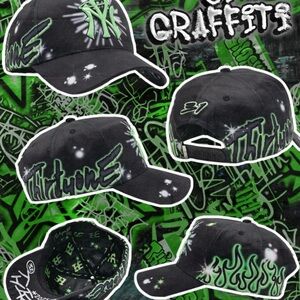 thirty-one Black Cap with Green Graffiti Design